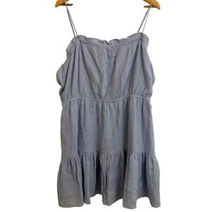 NWT Express Baby Blue‎ Cotton Gauze Tiered Mini Dress XL Cottagecore Pastel